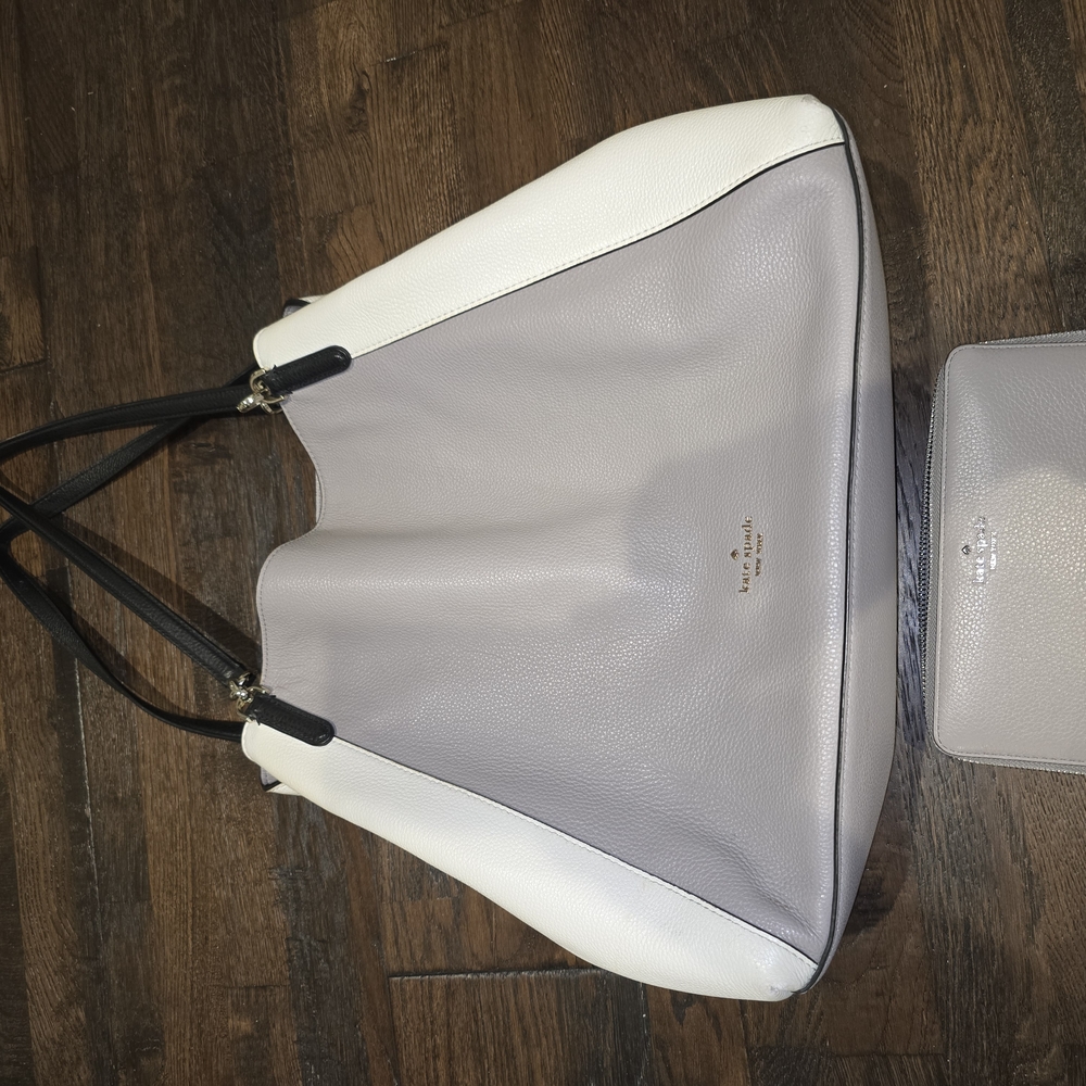 Kate Spade Cream and Gray Hobo Bag with Minimalist Design